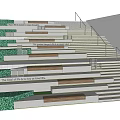Modern Staircase Design With Tiered Wooden Steps Stone Risers And Greenery