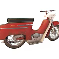 Red Retro Style Motorcycle With Classic Body And Seat Design