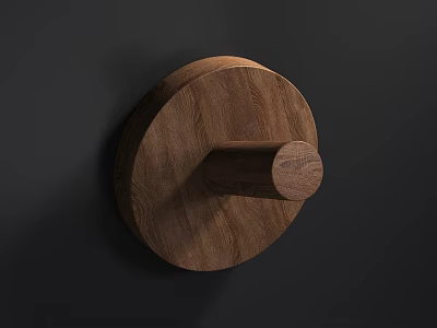 Wooden Hook With Round Base Mounted On Dark Wall Modern Home Decor Design 3d model