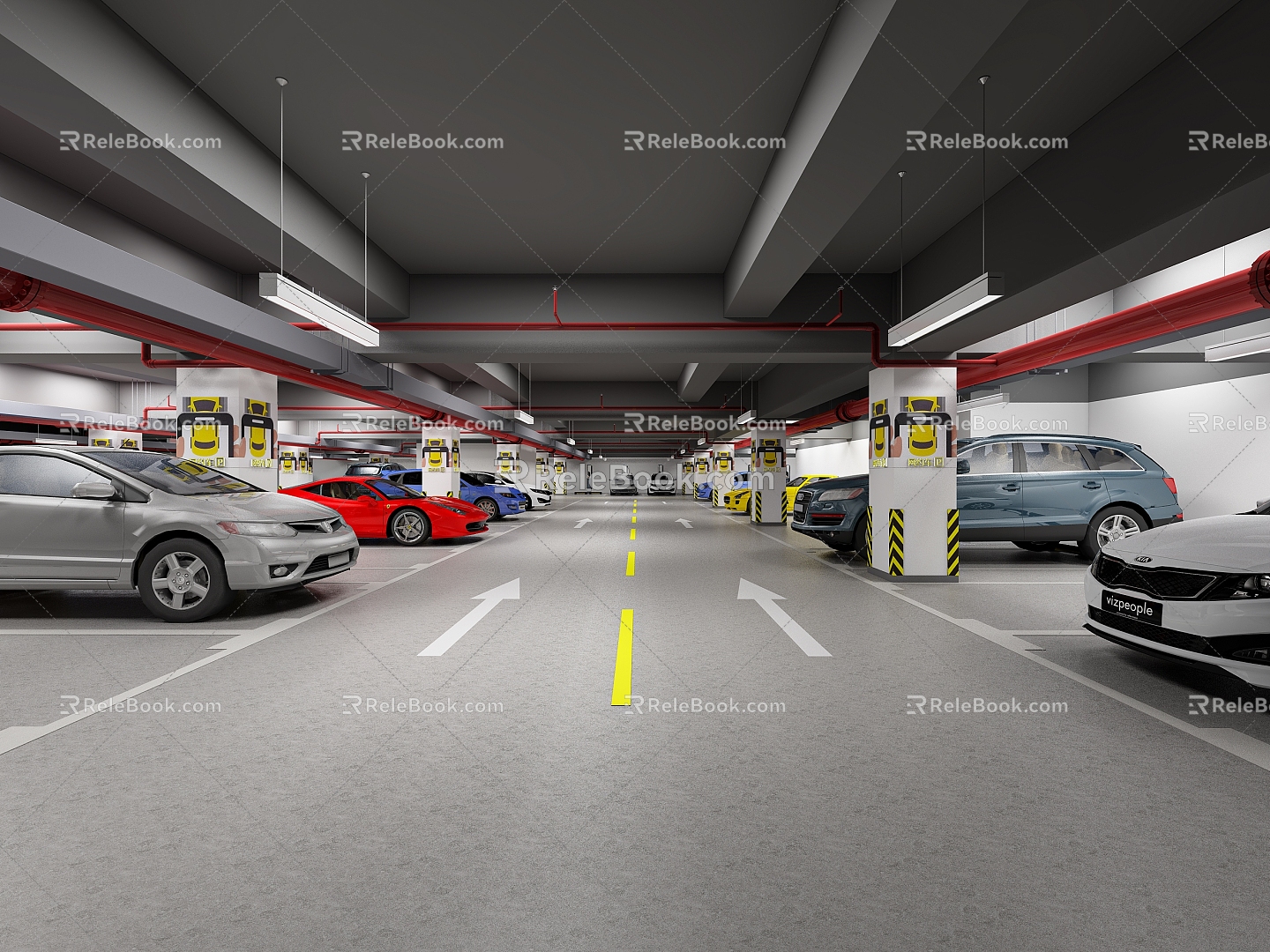 Modern Parking Indoor Underground Parking 3d model