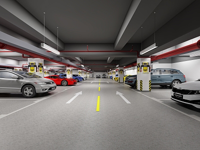 Modern Parking Indoor Underground Parking 3d model