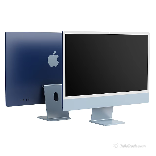 Apple iMac Desktop Computers Blue And White With Black Screen Display Design 3d model 