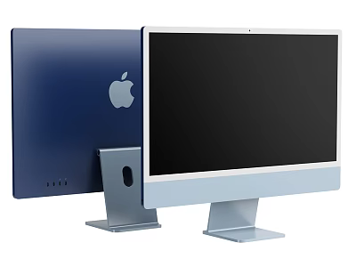 Apple iMac Desktop Computers Blue And White With Black Screen Display Design 3d model