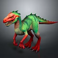 Fierce Green And Red Dinosaur With Spiky Back And Sharp Teeth 3d model