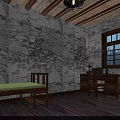 Historical Cultural Center Interior With Iron Barred Window Sunlight And Person Reading
