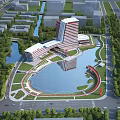 Modern Fire Station Architecture With Lake Greenery And Urban Park Surroundings
