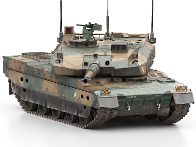 Modern Military Tank Featuring Camouflage Paint Turret Main Gun And Antennas 3d model