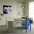 Multi-functional Island Bar Dining Table and Chair Integrated Telescopic Adjustable Island Table Dopamine Dining Table and Chair 3d model