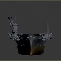 3D Cosmic Space Carrier Model Display with Blue Deck and Orange Base in Dark Background