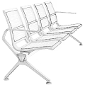 Modern Public Chair With Metal Frame Black Seats And Armrests For Public Areas