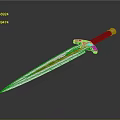 Ornate Sword With Silver Engraved Blade And Black Hilt Metallic Decoration