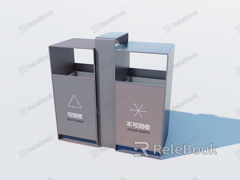 Modern trash can Simple trash can Garbage sorting Smoking area model