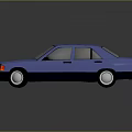 Blue Mercedes Benz Classic Sedan with White Wheels and Shiny Exterior