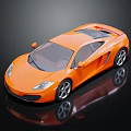Orange Sports Car With Sleek Design Sunroof And Reflective Surface On Black Background