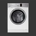 Modern White Front Loading Washing Machine With Digital Display Control Panel 3d model