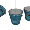 Industrial Equipment Blue Metal Buckets With Handles And White Stripes For Industrial Use