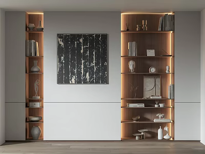 Modern Bookshelf Ornaments Combination Decorative Rack Decorative Painting Hanging Painting Display Rack 3d model