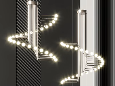 Elegant Modern Stylish Chandelier with Metal Frame and Multiple Bulbs for Contemporary Interior Decor 3d model