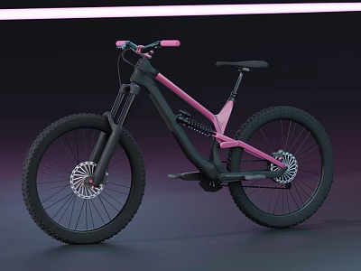 Black and Pink Modern Mountain Bike With Sleek Frame And Stylish Wheels 3d model