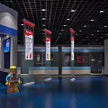 Historical Military Exhibition Hall With Soldiers Models Flame Decor And Blue Walls