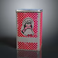 Red Checkered Metal Tin With Cartoon Snowman Design For Household Storage