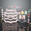Colorful Desserts Displayed On Tiered Stand With Teddy Bear Figurines Star Decorations And Bows