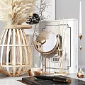 Modern Decorative Ornament Set With Pampas Grass Candles Ceramic Vases Picture Frame And Mirror Accents