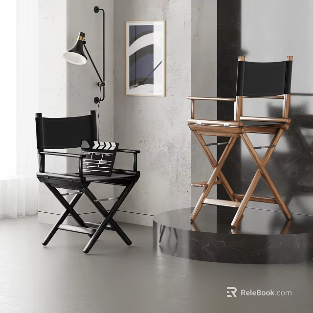Modern Black and Wooden Dining Chairs with Cross-Legged Design in Minimalist Grey Interior Space 3d model 