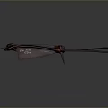 Red Bladed Weapon With Black Rope Wrapped Handle And Leather Cord Tail