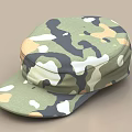 Camouflage Pattern Hat Featuring Green Black White Beige Colors And Casual Brim Design