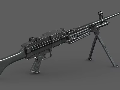 Vintage Military Machine Gun With Tripod Stand And Metal Barrel Structure 3d model