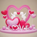 Romantic Photo Spot With Pink Heart Frame Little Angels And Love Decorations