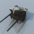 Ancient Wooden Wheelbarrow With Cloth Covering And Wooden Box Structure