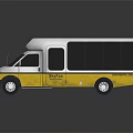 SkyTaxi White And Yellow Passenger Transport Vehicle With Windows And Logo
