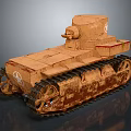 Vintage Rusty Brown Military Tank With Tracks And Turret Design