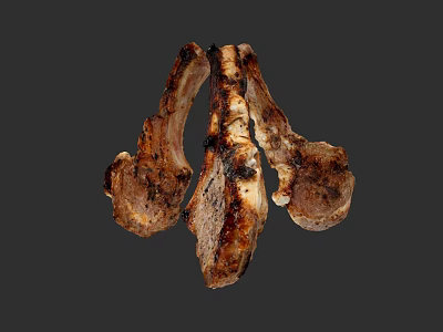 Tender Juicy Grilled Lamb Chops With Charred Surface And Seasoning 3d model