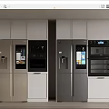 Stylish Modern Kitchen Interior With Refrigerators Freezers Built In Appliances Design
