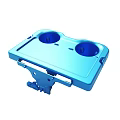 Blue Plastic Dual Cup Holder Tray With Ergonomic Design And Slots