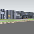 Modern Waterfront Building With Metal Panel Exterior And Glass Facade
