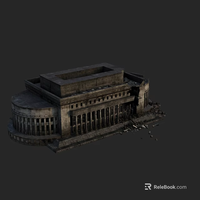 Detailed 3D Model of European Classical Architecture With Stone Columns And Symmetrical Facade 3d model 