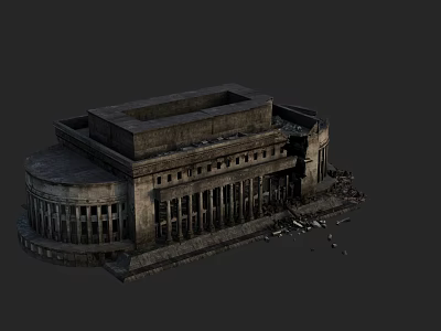Detailed 3D Model of European Classical Architecture With Stone Columns And Symmetrical Facade 3d model
