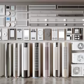 Various Types Of Air Conditioners And Fans On Display In Showroom
