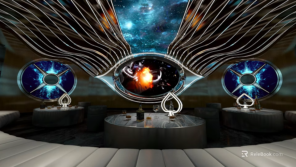 Luxury KTV Interior With Starry Sky Ceiling And Modern Decor 3d model 