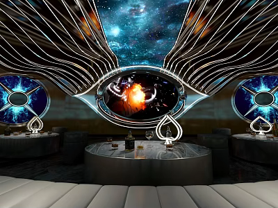 Luxury KTV Interior With Starry Sky Ceiling And Modern Decor 3d model