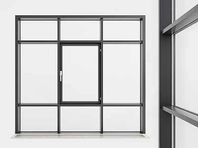 Sleek Modern Casement Window Featuring Black Metal Frame And Transparent Glass Panels 3d model