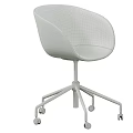Modern Table and Chair Set with Gray Fabric Chair Black Metal Frame and Wheels