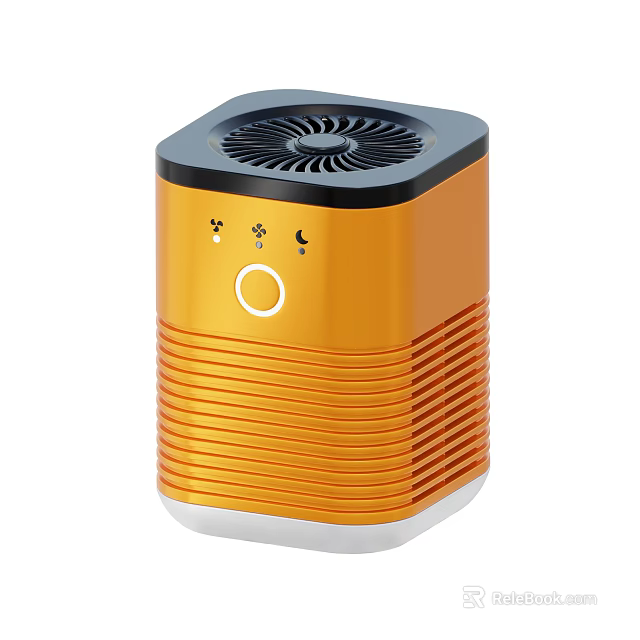 Orange Cube Shaped Air Purifier With Compact Design For Home Use 3d model 