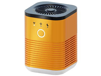 Orange Cube Shaped Air Purifier With Compact Design For Home Use 3d model