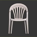 Simple White Plastic Chair With Armrests And Slatted Back Design 3d model