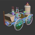 Vintage Steam Powered Car With Copper Boiler Blue Frame And Large Wheels